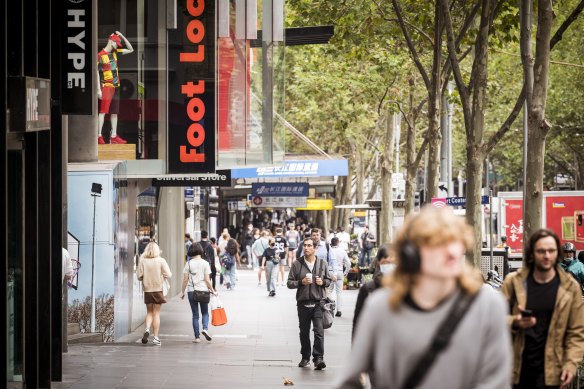 Swanston Street in Melbourne’s CBD on Tuesday.