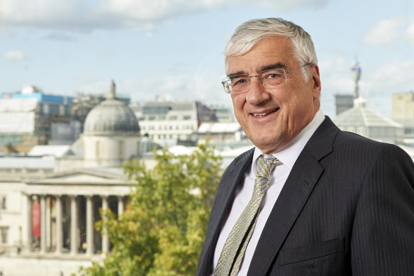 Michael Hintze, pictured in front of Trafalgar Square and the National Gallery.