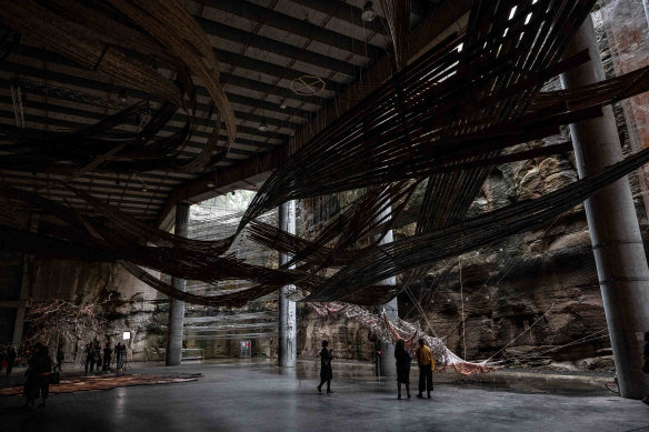 The spectacular bamboo ceiling installation by Cave Urban,