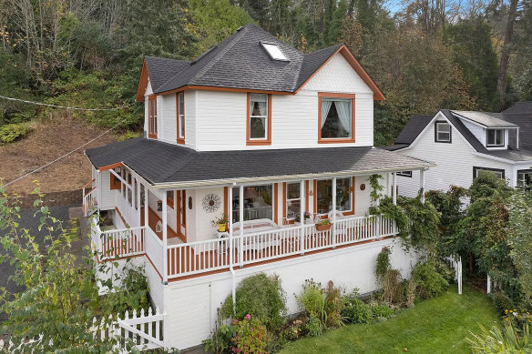 The 1896 Oregon home that features in the Steven Spielberg film “The Goonies”. has sweeping views of the Columbia River flowing into the Pacific Ocean.  