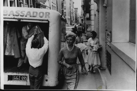 Thriving business: Flinders Lane’s rag trade district in 1965.