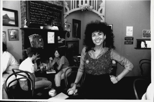 Judy Backhouse at Badde Manors Cafe in 1986.