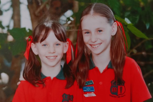 Alexa Stuart (left) in year 3 with her older sister Jasmine.