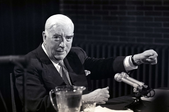 Robert Menzies holds his last press conference as Prime Minister on 20 January, 1966.