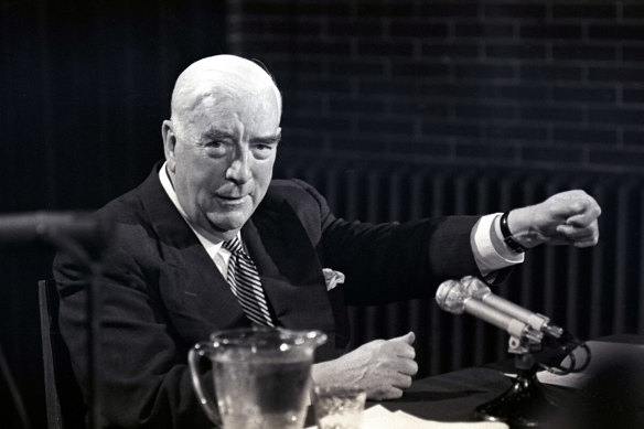 Prime Minister Robert Menzies holds last press conference in Canberra on 20 January 1966.