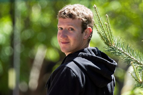 Zuckerberg in his trademark hoodie in 2010.