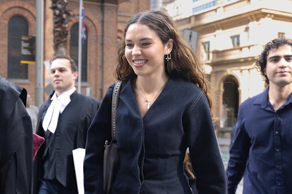 Charlotte MacInnes outside the Federal Court in Sydney on Monday.