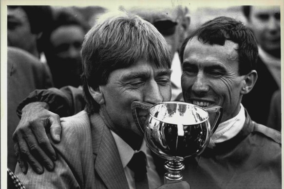 Les Bridge and Larry Olsen after Kensei’s win in the Melbourne Cup.