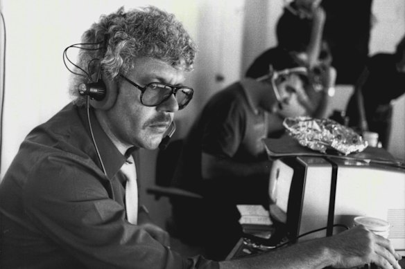 Then producer David Hill working at a cricket Test in the M.A. Noble Stand at the Sydney Cricket Ground in 1983. 
