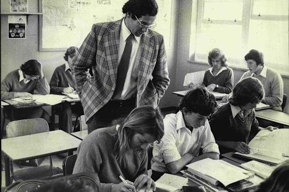 A classroom at Manly Boys High in 1976.