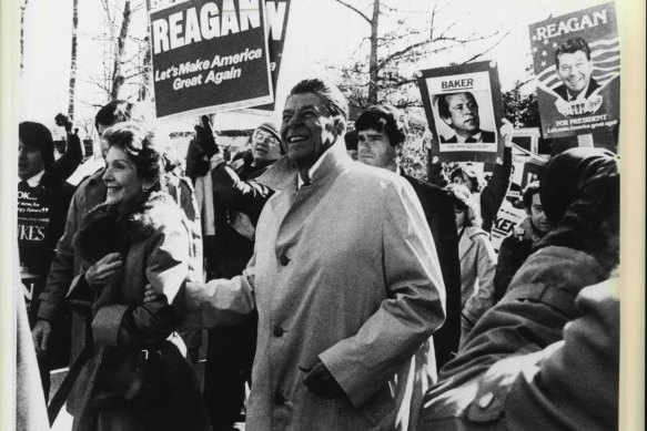 Ronald and Nancy Reagan at a rally in 1980. Nancy spearheaded the ‘Just Say No’ to drugs campaign in the 1980s.