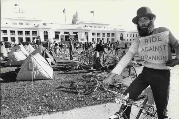 David Clarke and the tent protest outside Parliament House.