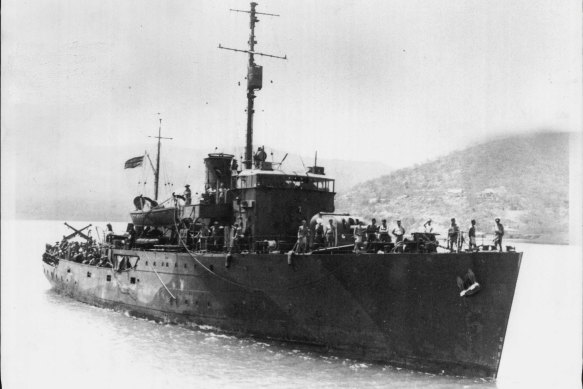 HMAS Armidale, which was sunk by Japanese bombers off the coast of Timor on December 1, 1942. 