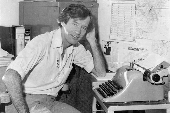 Peter Manning in the ABC offices of Nationwide in 1981.