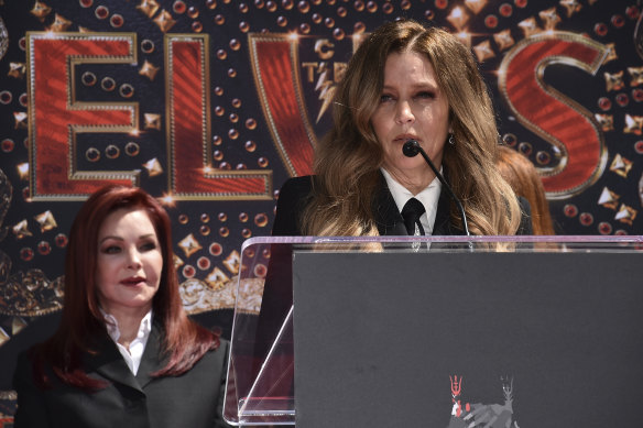 Lisa Marie Presley (right), seen with her mother Priscilla, has died after she suffered a cardiac arrest at her home in California.