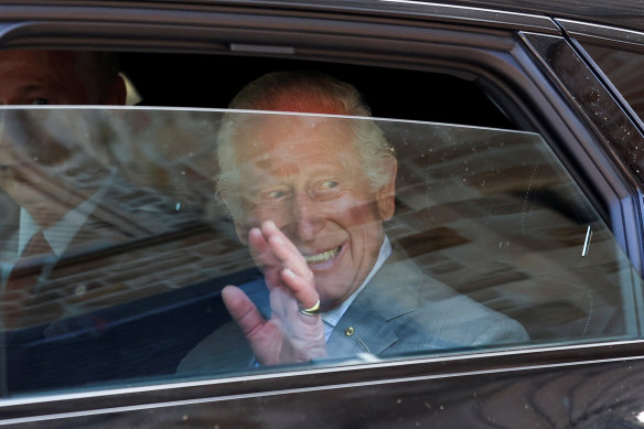 King Charles leaves a church service in North Sydney. 