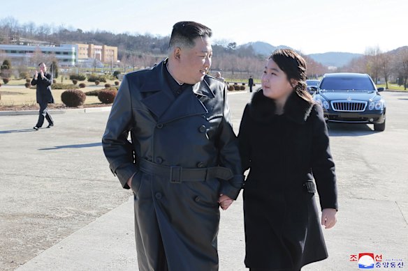 North Korean leader Kim Jong-un with daughter Kim Ju-ae in 2022.