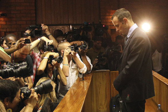 Olympic athlete Oscar Pistorius at a bail hearing several years ago.