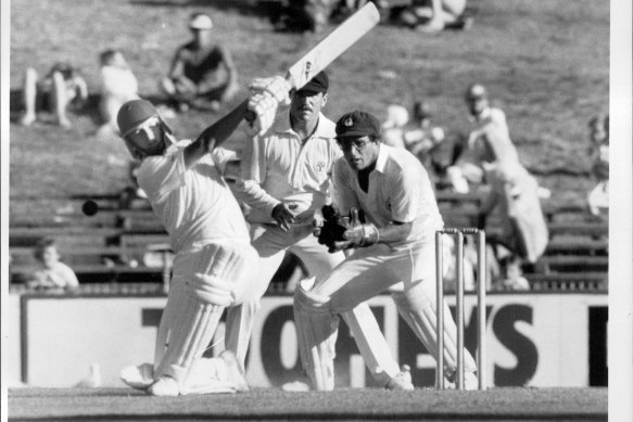A 19-year-old Steve Waugh hits out in the 1985 Sheffield Shield final against Queensland, making 71 in the first innings.