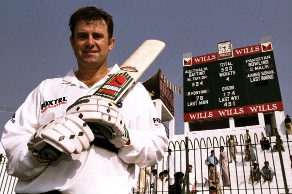 Mark Taylor after his 334 in Peshawar in 1998.
