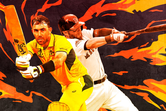 There are similarities in the hitting style of Glenn Maxwell and former Red Sox player Dustin Pedroia.