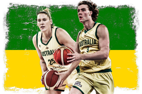 Australia’s Lauren Jackson and Josh Giddey.