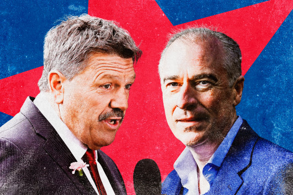 Channel Seven’s Brian Taylor (left) and Fox Footy’s Gerard Whateley will head the rival commentary teams on Friday nights in 2025.