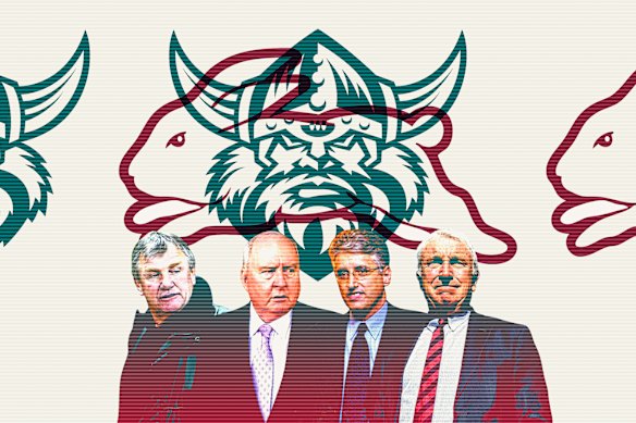 Merger plan: George Piggins, Alan Jones, Nick Pappas and John Hartigan.