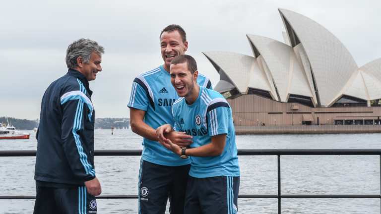 Happy days: Eden Hazard (right) says he would like the opportunity to work with Jose Mourinho (left) again.