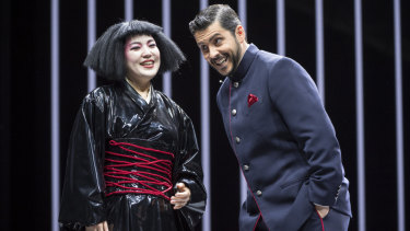 Karah Son as Butterfly and Andeka Gorrotxategi as Pinkerton in the new production of Madama Butterfly. 