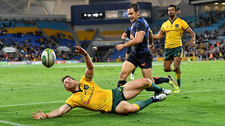 One that got away: Bernard Foley reacts after the ball comes loose at full-time.