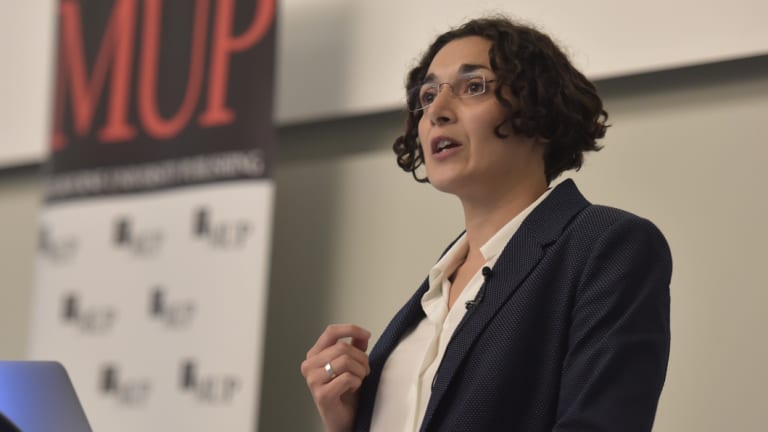 Dr Joelle Gergis speaks at the Melbourne University launch of her book <i>Sunburnt Country</i> in April.