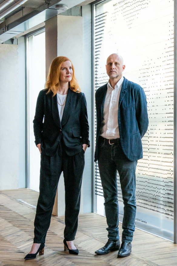 Crawford and artist Trevor Paglen at Milan’s Fondazione Prada, which hosted their Training Humans exhibition in 2019. 
