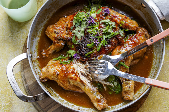 This sticky chicken is inspired by a Filipino favourite.