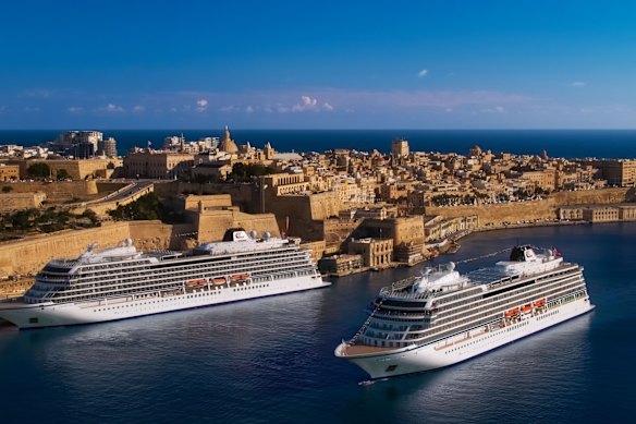 Viking ships at Valletta in Malta.