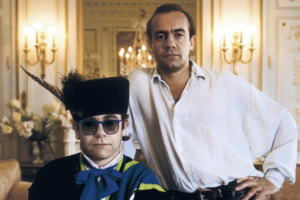 Bernie Taupin and Elton John, circa 1985. 
