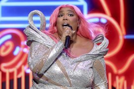 Lizzo performs during day one of the Governors Ball Music Festival on Friday, June 9, 2023, at Flushing Meadows-Corona Park in the Queens borough of New York. (Photo by Andy Kropa/Invision/AP)