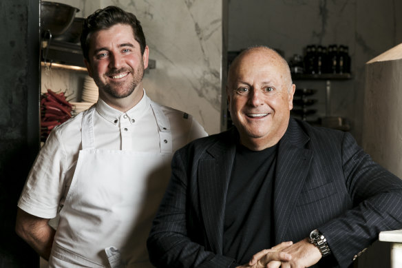 Group head of culinary Mark Glenn and restaurateur Chris Lucas at Carlotta in Canberra.

