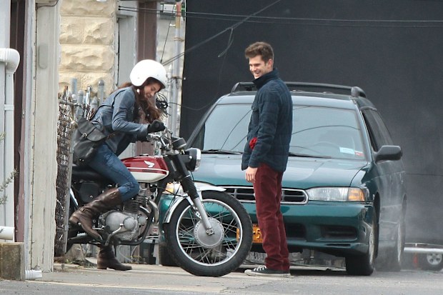 Andrew Garfield and Shailene Woodley are seen filming “The Amazing Spider-Man 2” on February 26, 2013 in New York City. 