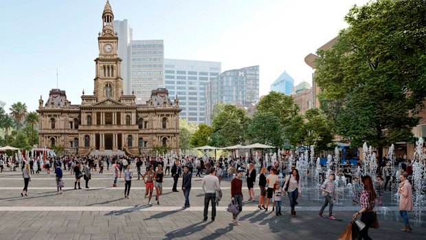 An artist’s impression of Town Hall Square, part of the council’s long-term strategy to create three separate but interconnected public squares along George Street.