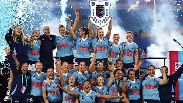 NSW celebrate their 3-0 series whitewash on Thursday night.