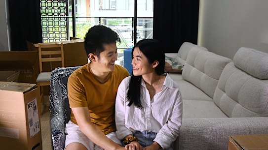 Tristan Chan and Garland Laing are moving out of their rental apartment this week, after purchasing a two-bedroom townhouse in Macquarie Park. 