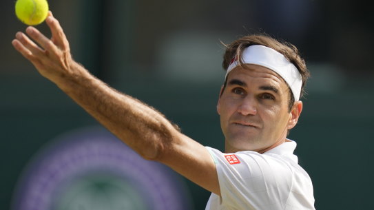 Roger Federer on the grasscourts of Wimbledon.
