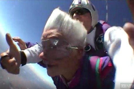 Clare Nowland, 95, marked her 80th birthday by jumping out of a plane.