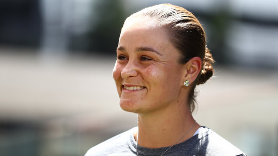 Ash Barty talks to the media about her retirement from tennis.