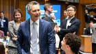Jason Clare with speaks to teachers and students as part of a ministerial reference group meeting on Friday.