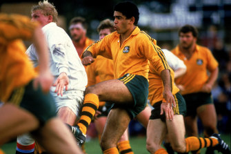 Mark Ella during a match on Australia’s grand tour of Europe in 1984. 