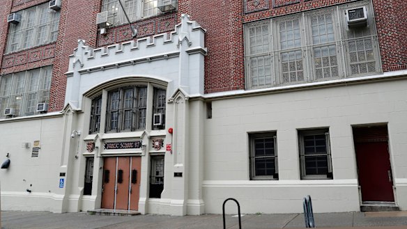The entrance to Bard High School on the Lower East Side of New York. An Epstein foundation release lists the school as a donation recipient.