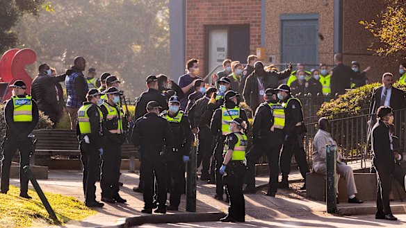 Flemington apartment blocks in lockdown on Wednesday.  