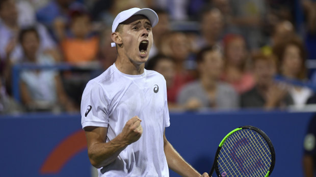 Surge: Alex de Minaur, who is projected to be Australia's new top-ranked male tennis player.